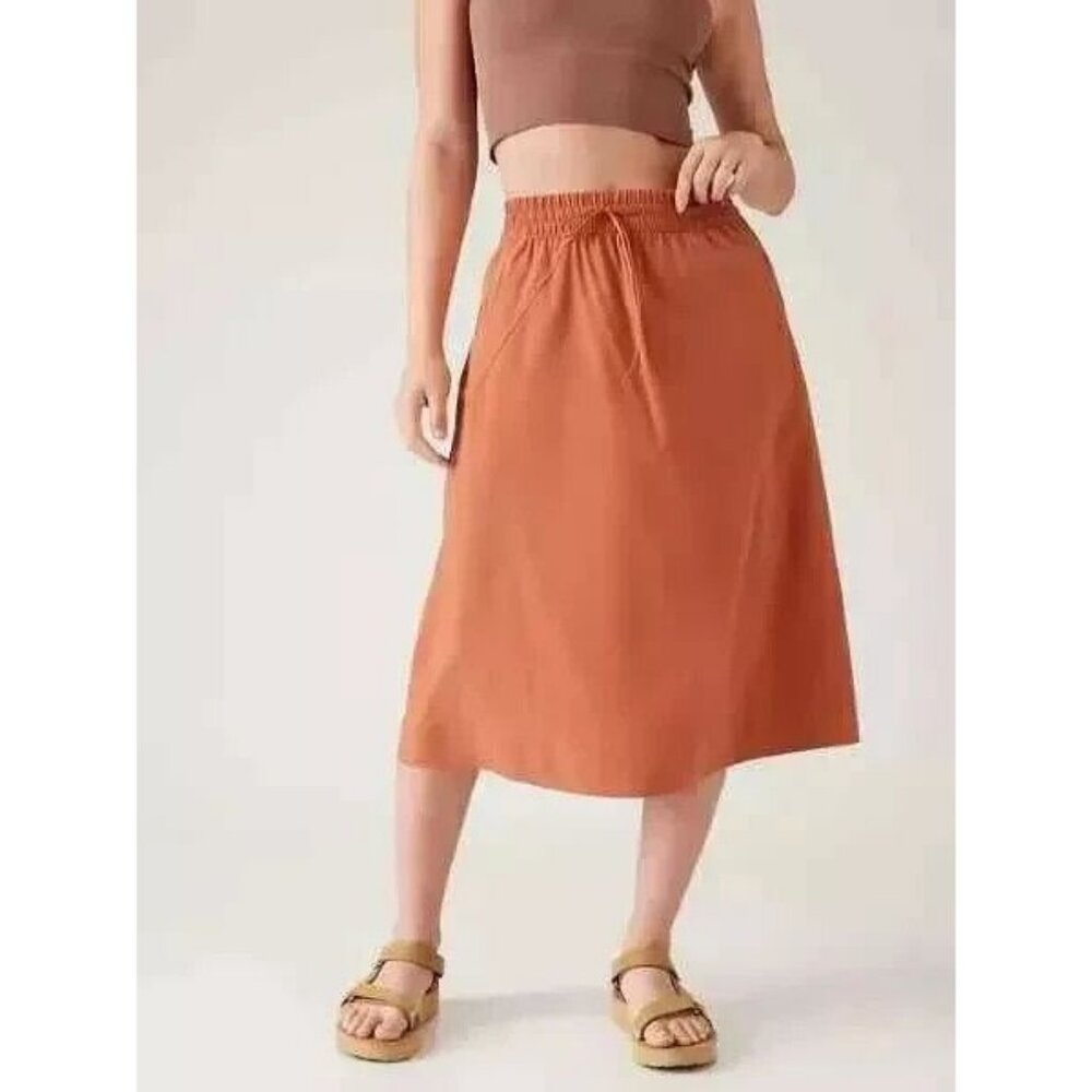 NEW Athleta Arrival Midi UPF Comfy Stretch Skirt Size 2X/20 Orange Pockets Eco